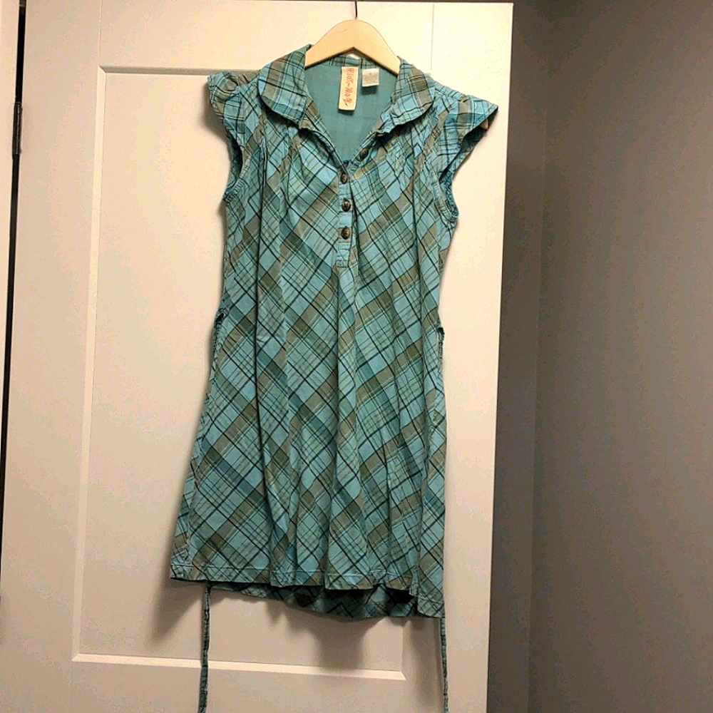 Mini plaid shirt dress